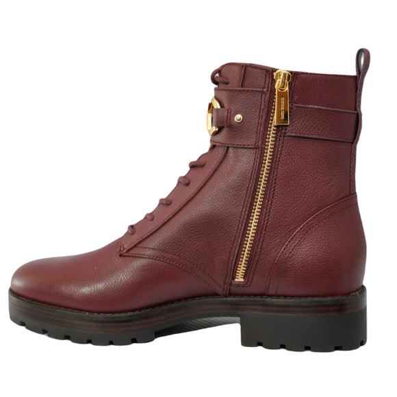 Michael Kors Kincaid Leather Combat Boot Lace Up Bootie Merlot 6/6.5/7/7.5/8 Nib - Picture 7 of 11